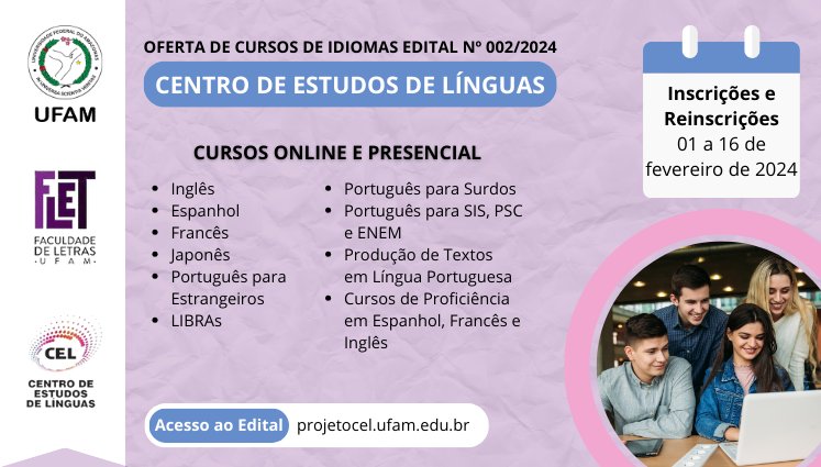 Centro de Estudos de Línguas abre inscrições e reinscrições para cursos de idiomas (2024/1)